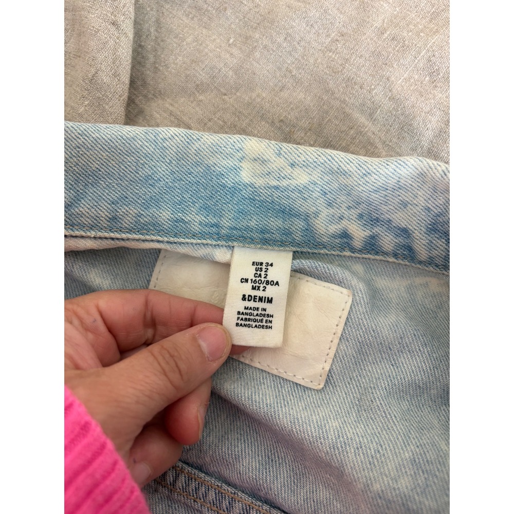 H&M &Denim Womens Light Acid Wash Cotton‎ Trucker Denim Jacket Blue Size 2 - Picture 5 of 9